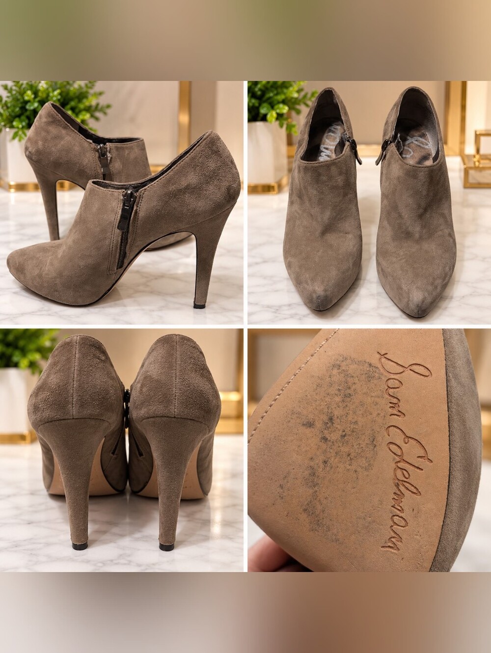 Sam Edelman Taupe Suede High Heel Ankle Booties – Size 9M